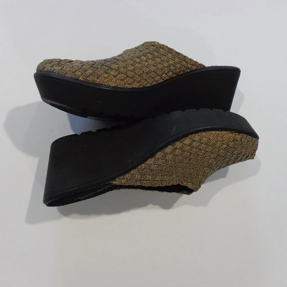 Steven by Steve Madden Women's Bronze Gold‎ Glitter-metallic Woven Wedge Sz 8.5